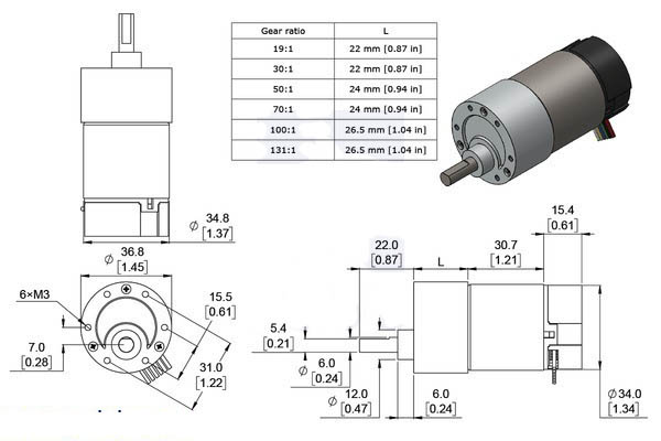 30:1 Metal Gearmotor 37Dx68L mm with 64 CPR Encoder